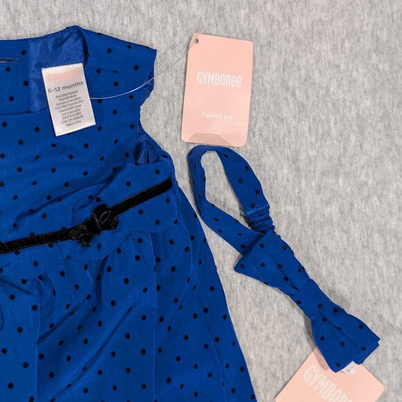 Gymboree Royal Blue Bubble Hem Dress and Headband 6-12 m - Picture 2 of 5